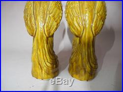 Beautiful Chinese A Pair Yellow Glaze Phoenix Porcelain Figurines & Statues mark