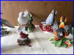 Beautiful Set Of 6 Christmas Birds Porcelain
