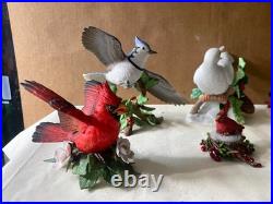 Beautiful Set Of 6 Christmas Birds Porcelain