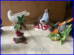 Beautiful Set Of 6 Christmas Birds Porcelain