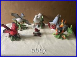 Beautiful Set Of 6 Christmas Birds Porcelain