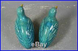 Beautiful chinese Turquoise blue glaze porcelain a pair quail