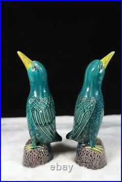 Beautiful chinese blue glaze porcelain kingfishers