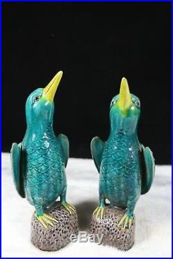 Beautiful chinese blue glaze porcelain kingfishers
