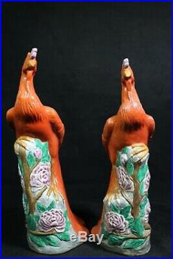 Beautiful chinese famille rose porcelain a pair peafowl