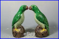 Beautiful chinese green glaze porcelain a pair pirds