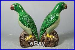 Beautiful chinese green glaze porcelain a pair pirds