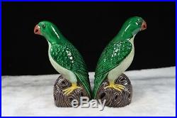 Beautiful chinese green glaze porcelain parrots