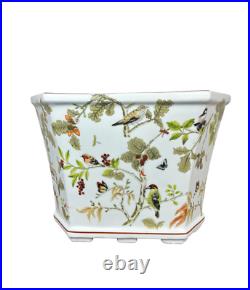 Bird & Butterfly Porcelain Hexagon Cachepot