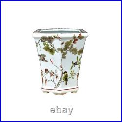 Bird & Butterfly Porcelain Hexagon Cachepot