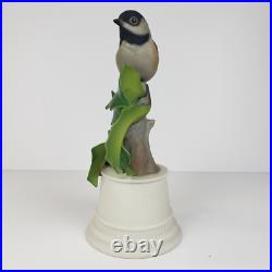 Black Capped Chickadee Bird on Holly Berry Branch Figurine Boehm #438B USA EUC