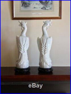 Blanc de chine Antique CHINESE Porcelain Phoenix birds porcelain figurine pair