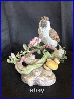 Boehm Bone Porcelain Bird Figurine, Hand Painted Multicolor Flowers