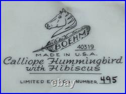 Boehm Calliope Hummingbird Hibiscus Porcelain Sculpture Limited Edition #495 USA