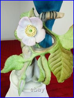 Boehm Indigo Bunting 429 W Porcelain Blue Bird Floral Figurine USA 10