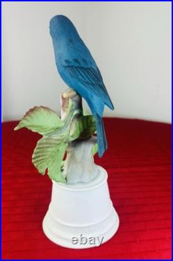 Boehm Indigo Bunting 429 W Porcelain Blue Bird Floral Figurine USA 10