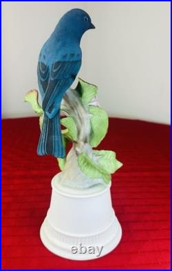 Boehm Indigo Bunting 429 W Porcelain Blue Bird Floral Figurine USA 10