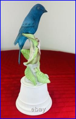Boehm Indigo Bunting 429 W Porcelain Blue Bird Floral Figurine USA 10