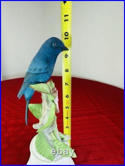 Boehm Indigo Bunting 429 W Porcelain Blue Bird Floral Figurine USA 10