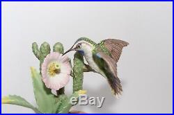 Boehm Porcelain Hummingbird On Cactus 440 Bird Figurine Statue USA Vintage Mint