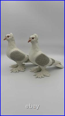 Boehm Porcelain Tumbler Pigeons Pair #416 USA Bisque 8.25 Gray White Birds
