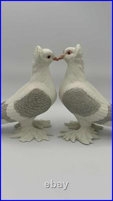 Boehm Porcelain Tumbler Pigeons Pair #416 USA Bisque 8.25 Gray White Birds