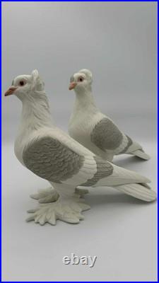 Boehm Porcelain Tumbler Pigeons Pair #416 USA Bisque 8.25 Gray White Birds