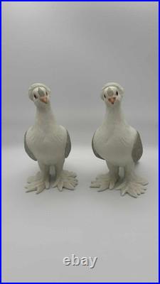 Boehm Porcelain Tumbler Pigeons Pair #416 USA Bisque 8.25 Gray White Birds