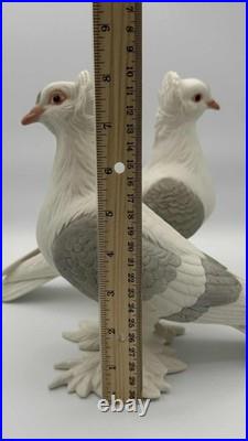 Boehm Porcelain Tumbler Pigeons Pair #416 USA Bisque 8.25 Gray White Birds