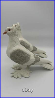 Boehm Porcelain Tumbler Pigeons Pair #416 USA Bisque 8.25 Gray White Birds
