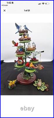 Bradford Exchange Holiday Tweets Songbird Tree Collection 14 Birds Musical Stand