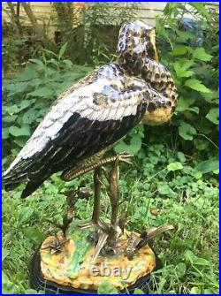 Bronze & Porcelain Ormolu Bird Figurine Statue