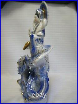 Buddha Statue Porcelain 13 Kwan-Yin Goddess Dehua With Phoenix And Dragon