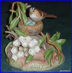 Burgues Porcelain Limited Edition White-Throated Sparrow With Mountain Laurel
