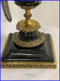 CANDLE HOLDERS BRONZE PAIR PORCELAIN PARROT MOUNTED Candlesticks Birds Decor Art