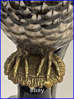CANDLE HOLDERS BRONZE PAIR PORCELAIN PARROT MOUNTED Candlesticks Birds Decor Art