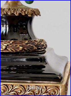 CANDLE HOLDERS BRONZE PAIR PORCELAIN PARROT MOUNTED Candlesticks Birds Decor Art