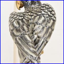 CANDLE HOLDERS BRONZE PAIR PORCELAIN PARROT MOUNTED Candlesticks Birds Decor Art