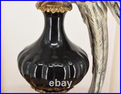 CANDLE HOLDERS BRONZE PAIR PORCELAIN PARROT MOUNTED Candlesticks Birds Decor Art