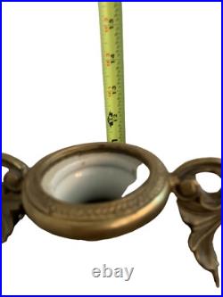 CRACKLED Porcelain VASE BIRDS BLOSSOMS White Gilded Gold Double Handled Vase 11