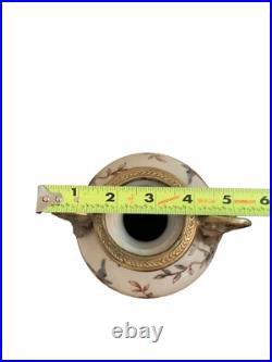 CRACKLED Porcelain VASE BIRDS BLOSSOMS White Gilded Gold Double Handled Vase 11 CRACKLED Porcelain VASE BIRDS BLOSSOMS White Gilded Gold Double Handled Vase 11