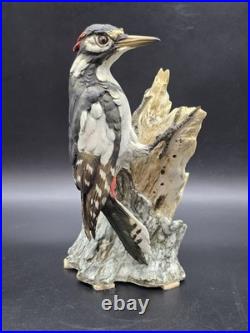 Capodimonte Italy Vintage Porcelain Woodpecker Bird Figurine Signed 96/500