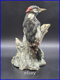 Capodimonte Italy Vintage Porcelain Woodpecker Bird Figurine Signed 96/500