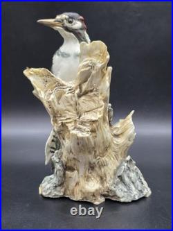 Capodimonte Italy Vintage Porcelain Woodpecker Bird Figurine Signed 96/500