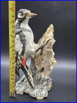 Capodimonte Italy Vintage Porcelain Woodpecker Bird Figurine Signed 96/500