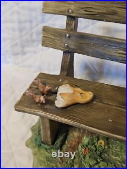 Capodimonte Porcelain Figurine Tramp on Bench Feeding Birds Large Size