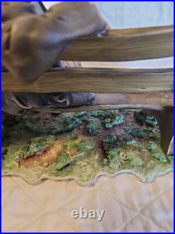 Capodimonte Porcelain Figurine Tramp on Bench Feeding Birds Large Size