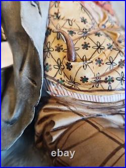 Capodimonte Porcelain Figurine Tramp on Bench Feeding Birds Large Size