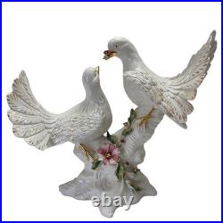 Capodimonte Porcelain Figurine White Gold Dove Love Birds Oro Zecchino 24k Italy