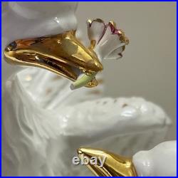 Capodimonte Porcelain Figurine White Gold Dove Love Birds Oro Zecchino 24k Italy